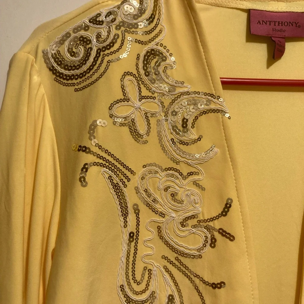 Antthony Studios Elegant Yellow Embroidered Blazer - Picture 3 of 5